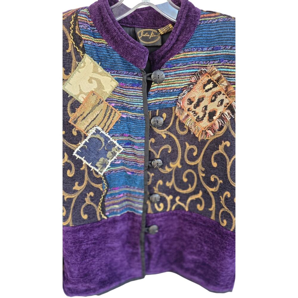 Julia Kim Vintage Patchwork Jacket M Wearable Art… - image 7
